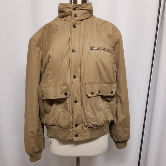 Vintage 80s Retro Grunge Sportsman Khaki Cotton Bomber Jacket Men's Medium - Picture 8 of 8